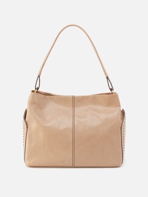 Seneca Shoulder Bag In Polished Leather - Sand