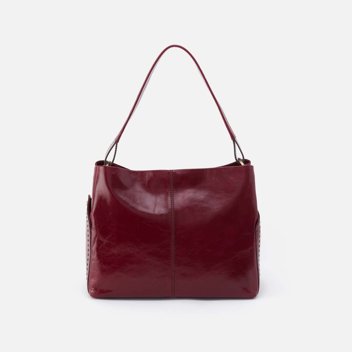 Seneca Shoulder Bag in Polished Leather - Saddleberry