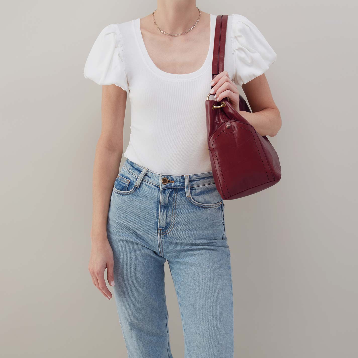Seneca Shoulder Bag in Polished Leather - Saddleberry - Image 3