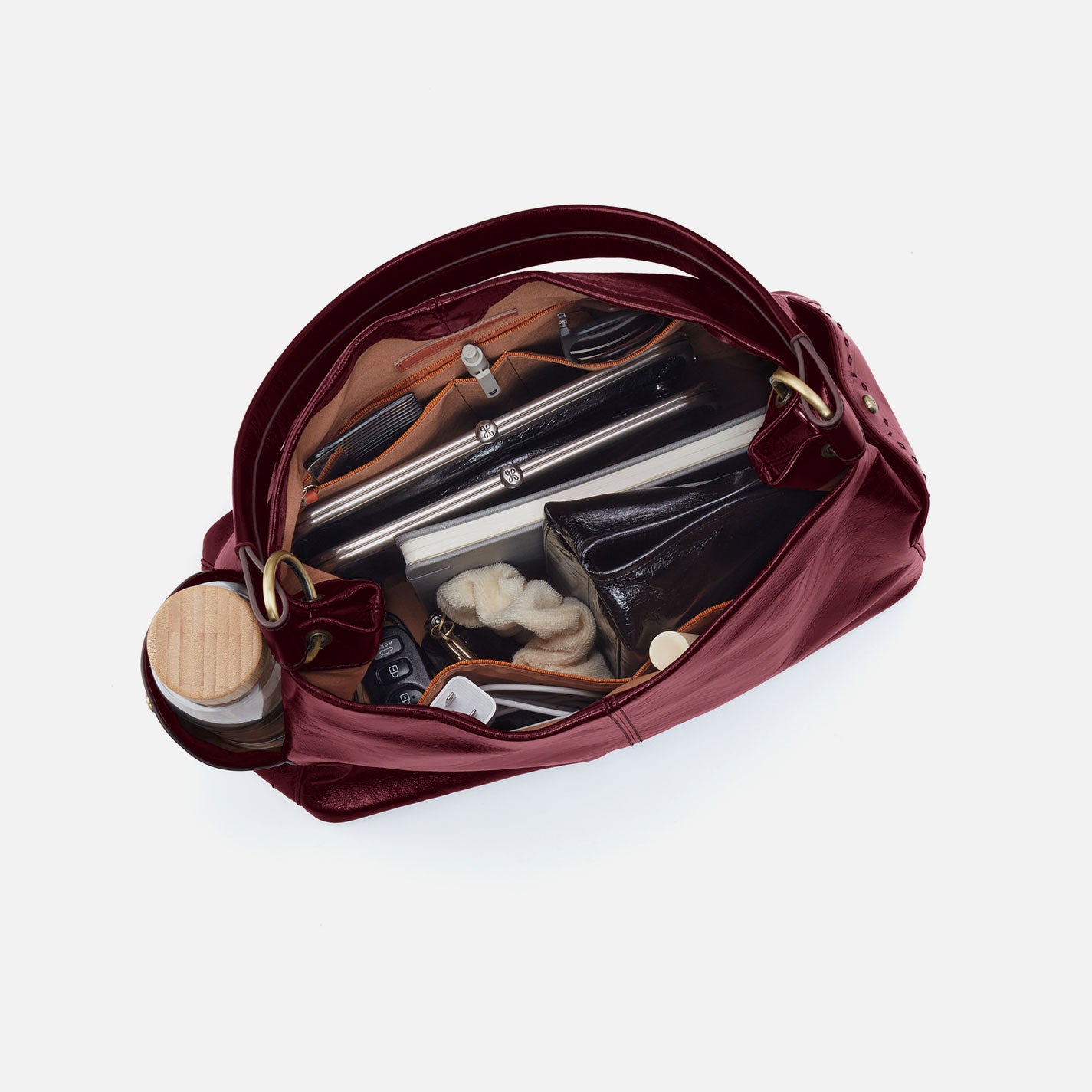 Seneca Shoulder Bag in Polished Leather - Saddleberry - Image 4