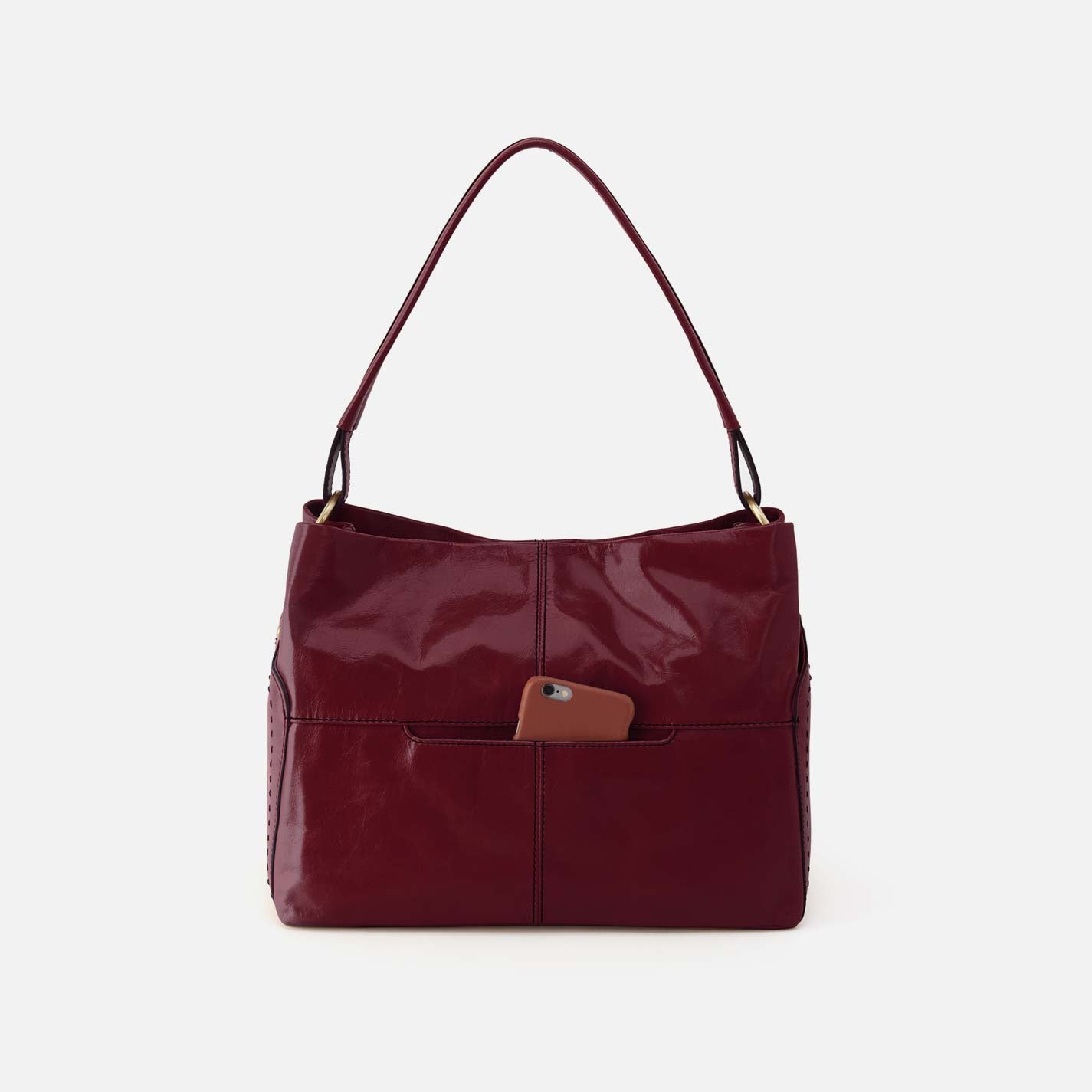 Seneca Shoulder Bag in Polished Leather - Saddleberry - Image 5