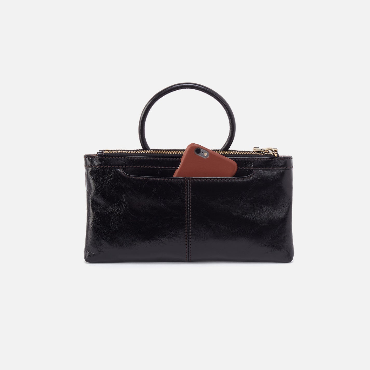 Sable Crossbody in Polished Leather - Black - Image 5