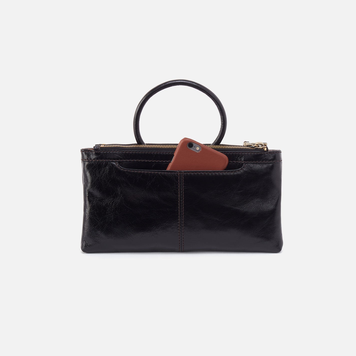 Sable Crossbody in Polished Leather - Black - Image 6
